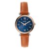 Fossil Ladies Watch Blue Dial Carlie Mini Three-Hand Tan Leather Watch Quartz Watch for Women Stylish ES4701