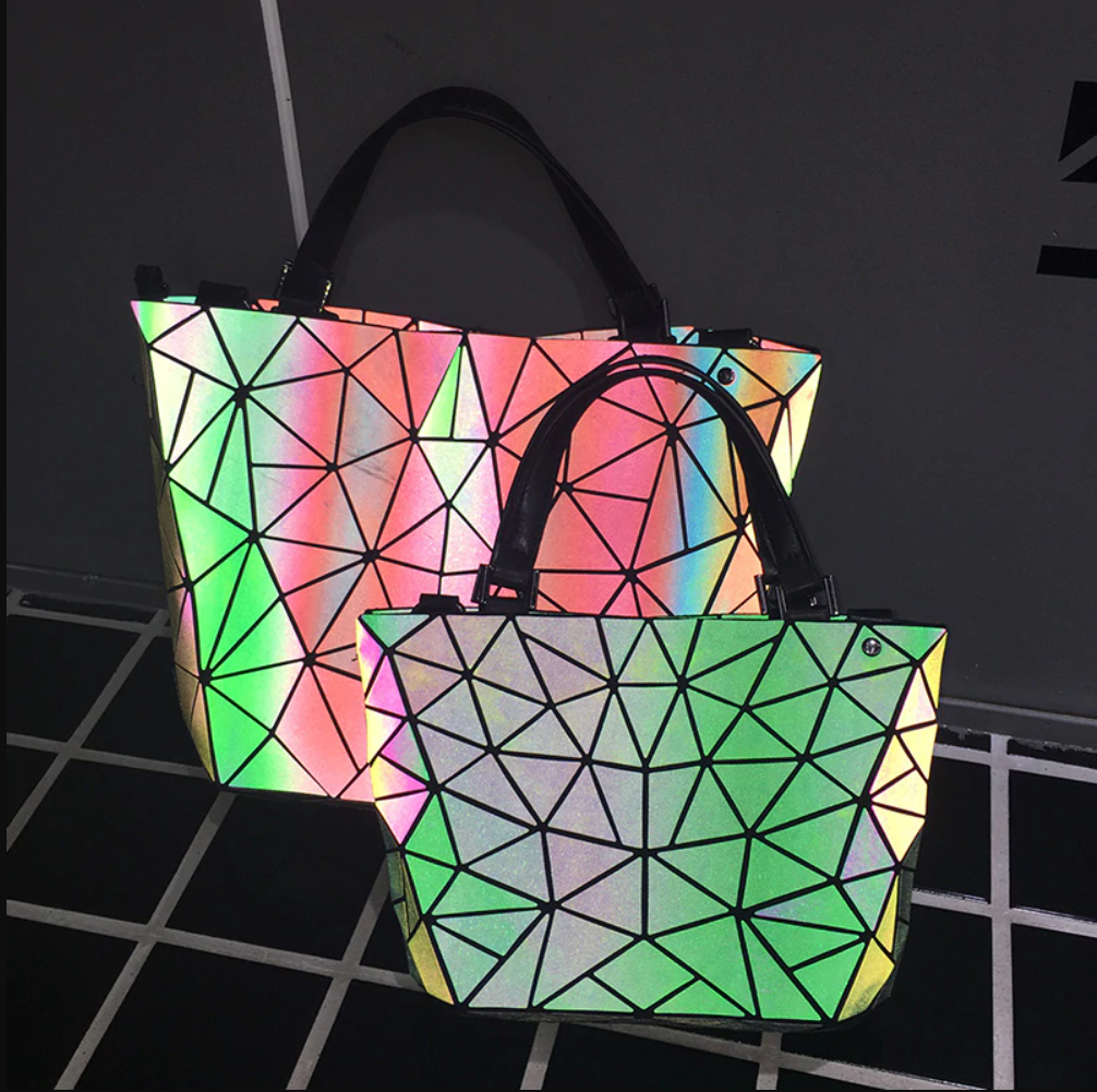 Details about   Women Geometric Laser Diamond Handbag Luminous Fold Shoulder Tote Bag