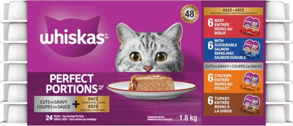 Whiskas Perfect Portions Food Trays for Cats - Chicken - Turkey - Beef - Salmon - 75g (24 Pack)