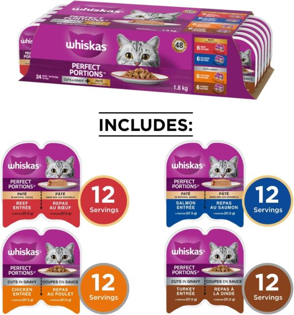 Whiskas Perfect Portions Food Trays for Cats - Chicken - Turkey - Beef - Salmon - 75g (24 Pack)
