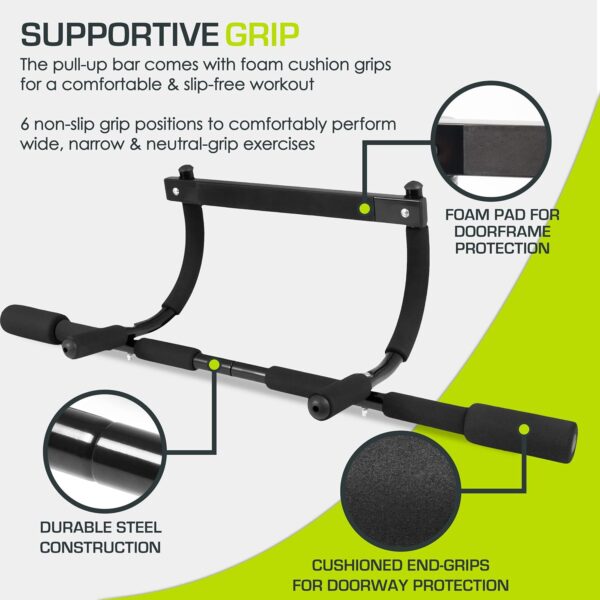 ProsourceFit Multi-Grip Lite Chin-Up/Pull-Up Bar, Heavy Duty Doorway Upper Body Workout Trainer for Home Gyms
