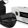 Tossi Disposable Face Mask(Black) 50 pcs, 3-ply masks with adjustable nose strip